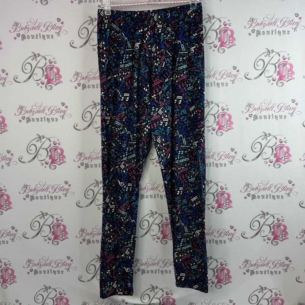 Sweetlegs tights Leggings music notes 🎵 pink blue white black stretchy pants